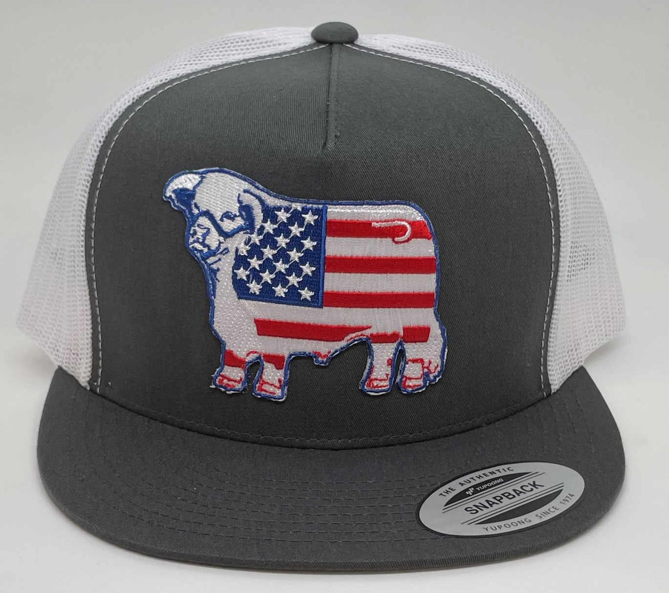White and J Boutique | Girls Trucker Grey Southern American Patch Lazy Mesh Flag Cap Hereford